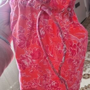 Vera Bradley Cotton Pink and Orange Floral Bucket Drawstring Bag